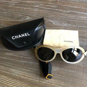 Chanel Vintage Goggle Glasses In Gold- Rare find